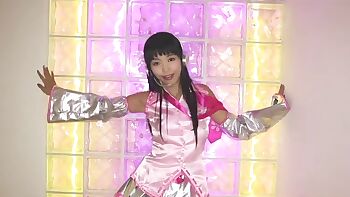 Tiny asian DJ strips and shows off her tight shaved pussy